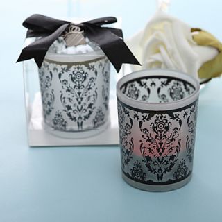 Damask Traditions Frosted Glass Tea Light Holder