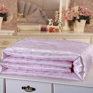 300 Thread Count Cotton and Silk Jacquard Pink Medium Weight Comforter