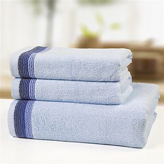 Siweidi Solid Color Bamboo Fiber Waves Pattern Towel Set(Light Blue)