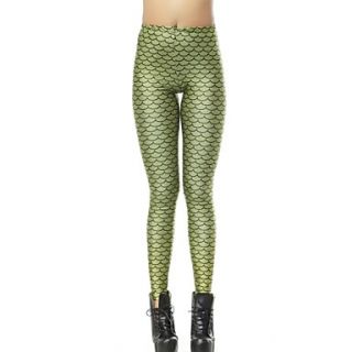 Elonbo Green Mermaid Style Digital Painting Tight Women Leggings