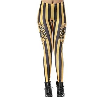 Elonbo Yellow Stripe Style Digital Painting Tight Women Leggings