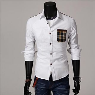 Mens Casual Fashion Stand Collar Contrast Color Long Sleeve Shirt