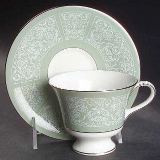 Wedgwood Kenilworth Footed Cup & Saucer Set, Fine China Dinnerware   White Flora