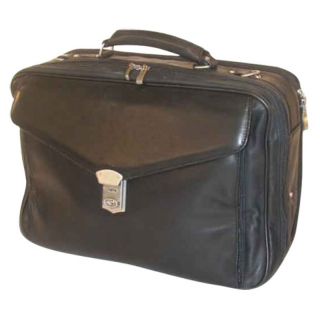 Bond Street Ltd Soft Nappa Leather Laptop Briefcase with Organizer   Black  