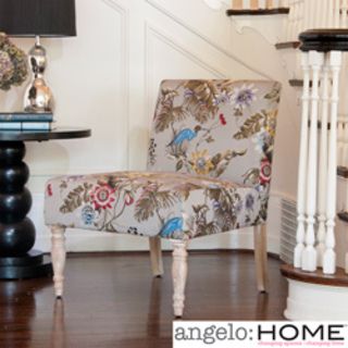 Angelohome Bradstreet Antique Floral Bird Armless Chair
