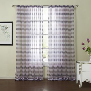 (One Pair)Elegant Liscio Lavendar Stripe Sheer Curtain