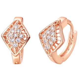 Fashionable Gold Or Silver Plated With Cubic Zirconia Rhombus Womens Earrings(More Colors)