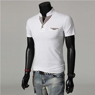 Mens Stand Neck Slim Casual Short Sleeve Polo T shirt(Acc Not Included)
