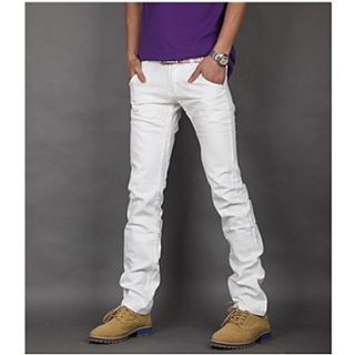 Mens Casual Fashion Slim White Jeans