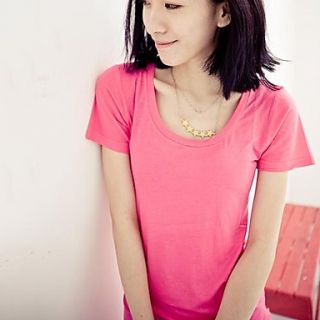 Womens Round Neck Casual Modal Candy Colors Short Sleeve T Shirt