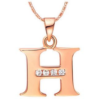Fashion H Logo Alloy Womens Necklace With Rhinestone(1 Pc)(Gold,Silvery)