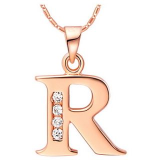 Fashion R Logo Alloy Womens Necklace With Rhinestone(1 Pc)(Gold,Silvery)