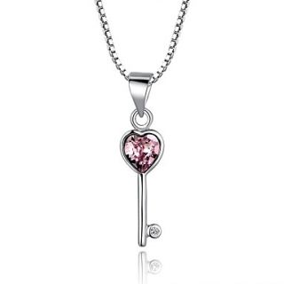 High Quality Fashion Key Crystal Sterling Silver Platinum Plated Necklace