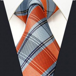 Mens Casual Check Pattern Multicolor Silk Necktie