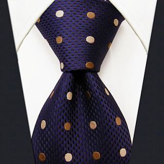 Mens Business Polka Dots Blue Silk Necktie