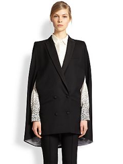 Band of Outsiders Peaked Lapel Wool Cape   Black