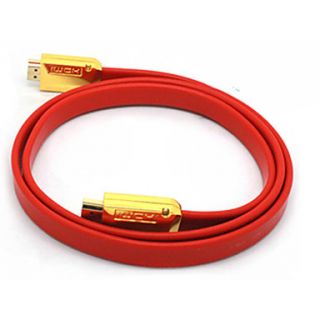 C Cable HDMI V1.4 Male to Male Cable Flat Type Red for 3D HD TV(8M)