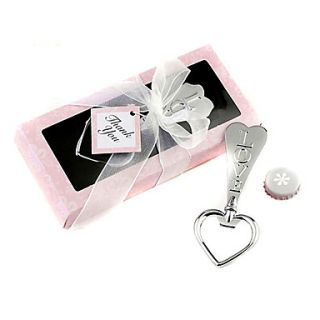 Heart Shaped Silver Beer Opener in Pink Box