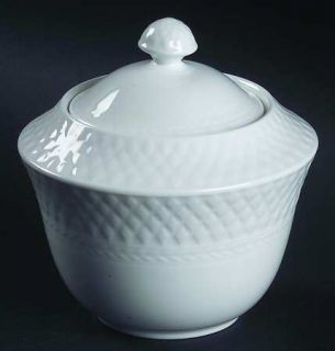Spode Mansard (Bone) Sugar Bowl & Lid, Fine China Dinnerware   Bone, White, Embo