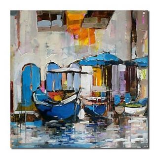 Hand Painted Oil Painting Landscape Knife Painted Venice Boat with Stretched Frame