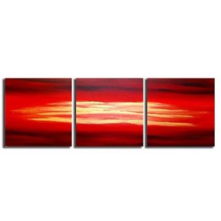 Hand Painted Oil Painting Abstract Dusk Scene with Stretched Frame Set of 3