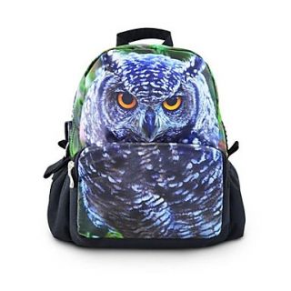 Unisex Overall Animal Owl Printing Polyester Backpack Bag