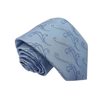 Mens Sky Blue Wedding Paisley Microfibre Woven Necktie Leisure Tie