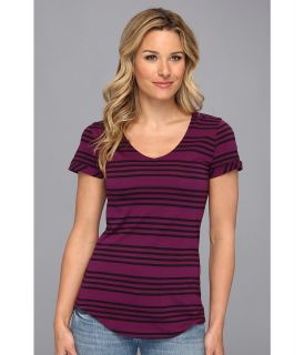 Mod o doc Jersey Stripe S/S V Neck Tee Womens T Shirt (Purple)