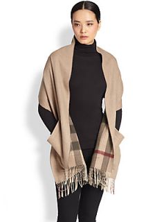 Burberry St. Helene Pocket Cashmere & Wool Scarf   Smoked Trench