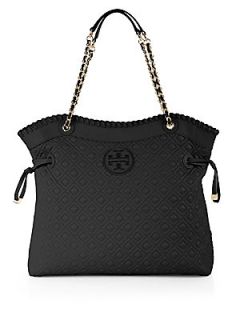 Tory Burch Marion Quilted Slouchy Tote   Black