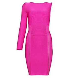 Rose Red One long Sleeve Double Zipper Bodycon Bandage Dress