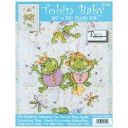Frog Family Quilt Stamped Cross Stitch Kit 36x43 (43x34 inches. Made in USA. )