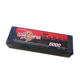 Wild Scorpion 7.4V 2S 6000mAh 45C Li Po Battery(T Plug)