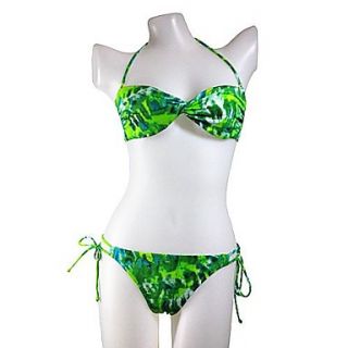 Womens Sexy Green Minutiae Push Up Bikini