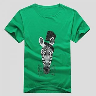 Mens Cotton T shirt Zebra Print Sleeve T shirt