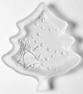 Crystal Clear Frosted Christmas Tree 7 Bon Bon Plate   Christmas Tree/Bells, Fr