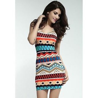 Womens Fancy Form fitting Stretch Mini Dress with Ethnic print Blue Red