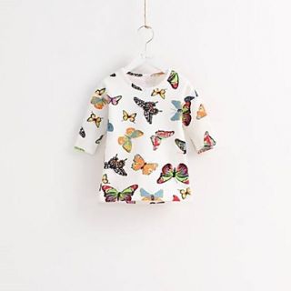 Girls Round Neck Butterfly Color Print Adorable Tee