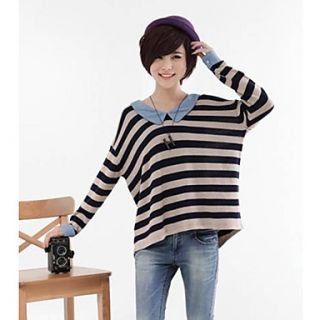 MUH Han Edition Loose Turtleneck Collar Stripe Sweaters(Screen Color)