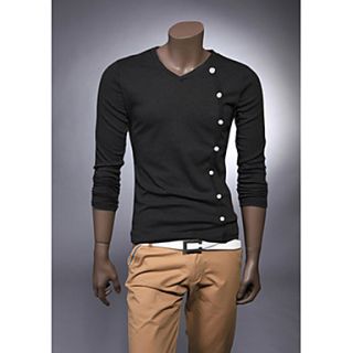 Midoo Long Sleeved Button Line T Shirt(Black)