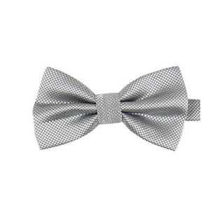 Mens Fashion Solid Colour Light Grey Bowtie