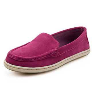 XNG 2014 Summer Simple Shallow Mouth Leather Peas Shoes (Fuchsia)