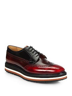 Prada Wedge Sole Brogue Lace Ups   Black Red  Prada Shoes