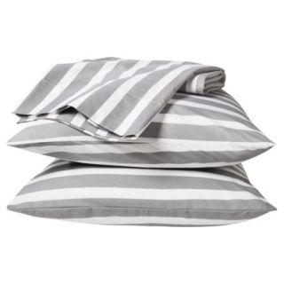 Room Essentials Easy Care Sheet Set   Gray/White Stripes (Queen)