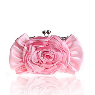 BPRX New WomenS Two Large Flowers Noble Silk Evening Bag (Pink)