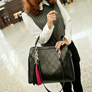 HONGQIU Womens Graceful Leather Tote Bag(Black)