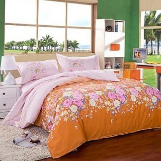 Mainstream Orange Floral Print 4 PCS Set Bedding