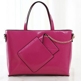 XIUQIU Womens Trendy Leather Tote Bag(Fuchsia)