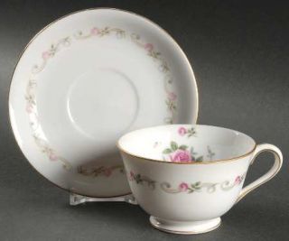 Puritan (Japan) First Love Footed Cup & Saucer Set, Fine China Dinnerware   Whit