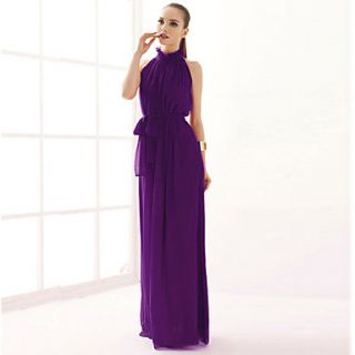 YIGOUXIANG Womens Elegant Big Size Dual Layer Chiffon Dress(Purple)